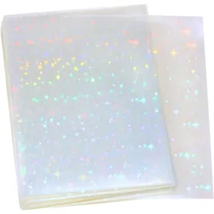 50pcs Soft Clear Plastic Glitter Small Storage Pouch Laser Sleeve Cover Pocket Photo Protector Top Loader for 2.5x3.5in Universal Collectible Card Coin Jewelry (Little Star)