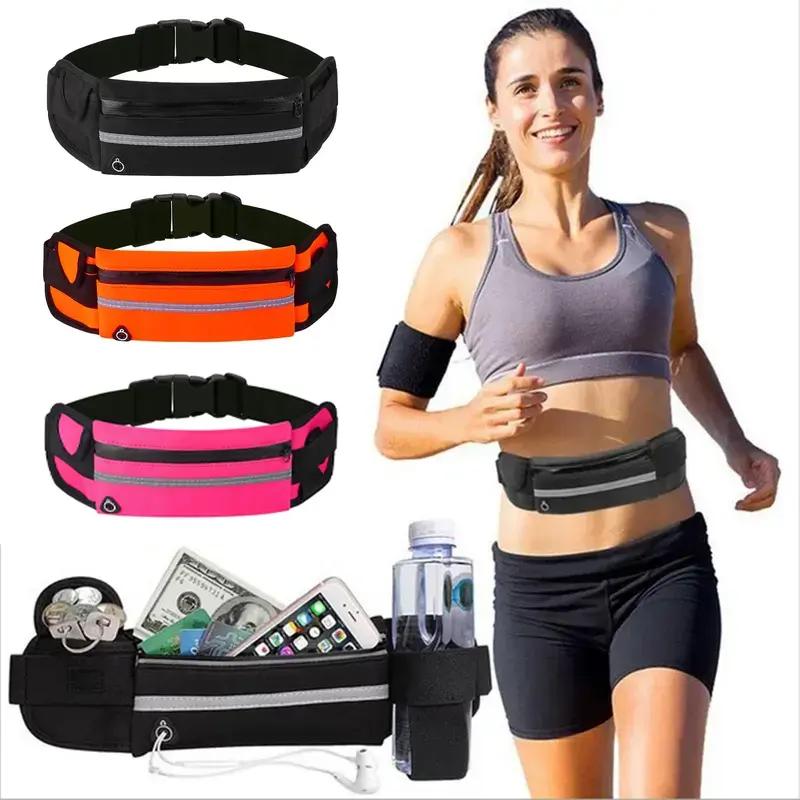 Unisex Adjustable Outdoor Waist Pack - Slim Fit, Lightweight, Water-Resistant, Reflective Design, Zip Storage, Fits 4-7 Inch Phones, Ideal for Running, Hiking, Travel, Commuting, Secure Strap, Adjustable Strap, Adults