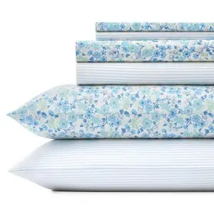 Laura Ashley Ja ynie - Cotton B lue Queen Sheet Set