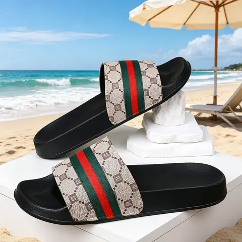 Vacation Beach Slippers, Men's Summer Fashion Minimalist Outdoor Slide, Comfortable and Stylish Footwear, Casual Flat Slippers, Casual Slipper Shoes