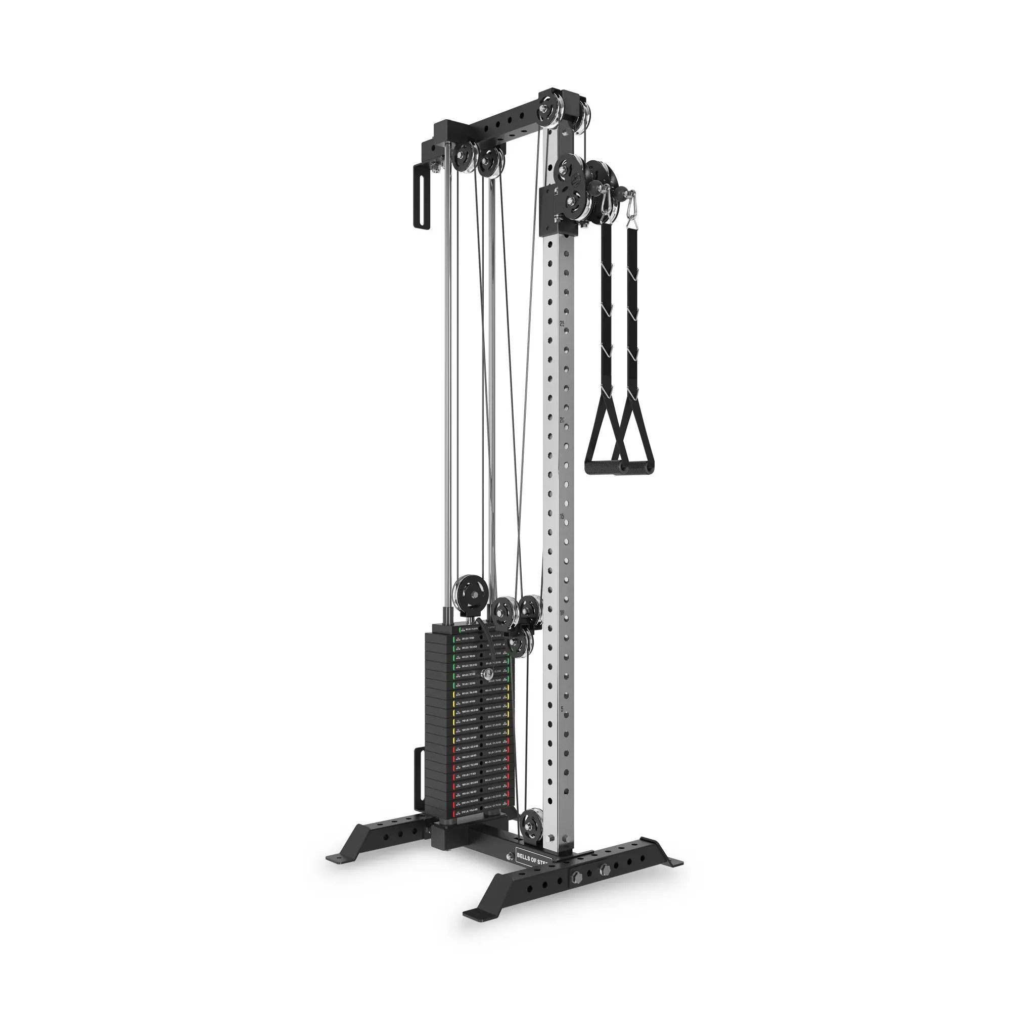Bells of Steel Adjustable Cable Tower - Multifunctional Workout Station, 30+ Height Settings, 210LB Stack/Plate-Loaded Pulley System, Compact Gym Setup for Fitness Enthusiasts to Build Muscle