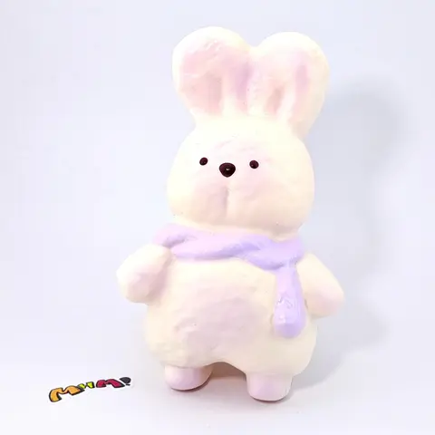 MHM Squishy Series Green Scarf Rabbit Sensory Squish Toy - Slow Rise Soft Anxiety Fidgets, Nitrosamine Free, Moist Texture, 6.69*4.13*2.17in Pocket Stress Relief, Sensory Aid for Memory Training & Observation, 12+ Years