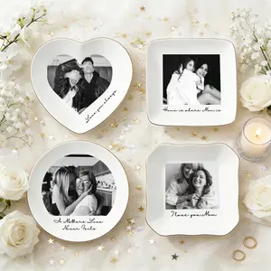 Personalized Mom Photo Jewelry Dish,Mothers Day Gift,Ceramic Trinket Tray Gift for Mom,Thank You Grandma,Mom Gift from Daughter,Grandma Gift