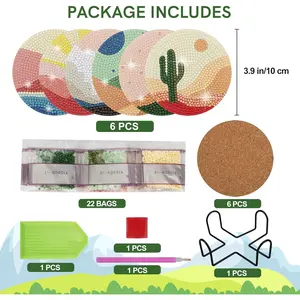 6Pcs Plant Themes Art Coasters - Diamond Painting Kits for Beginners with Holder, DIY Coasters, Art Painting Supplies, and Relaxing Creative Crafts (3.9inch) - Home Improvement.