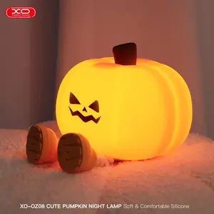 Silicone Rechargeable Night Light, Mini LED Pumpkin Bedside Touch Lamp with 3-Level Dimmable, Cute Room Decor & Birthday Gift