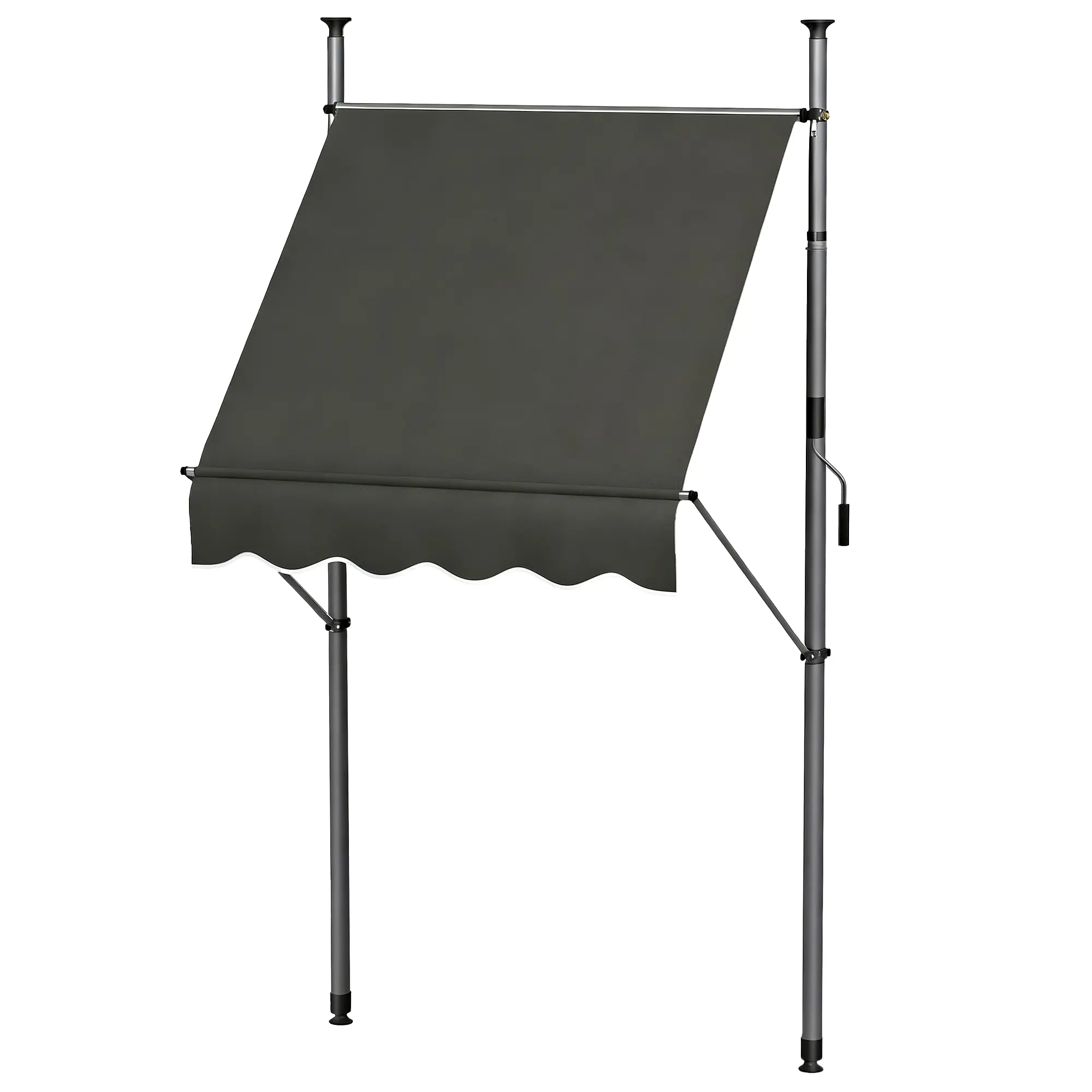 5x4 ft Retractable Porch Awning, Portable Exterior Awning with Sturdy Support Frame, Wide Height Adjustment Range for Residential Outdoor Use, Sunburn Prevention