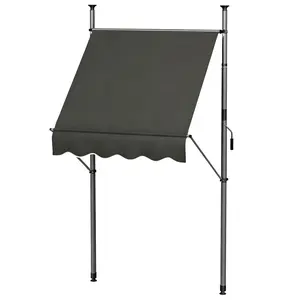 5x4 ft Retractable Porch Awning, Portable Exterior Awning with Sturdy Support Frame, Wide Height Adjustment Range for Residential Outdoor Use, Sunburn Prevention