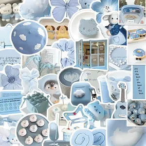 50 Pcs Light Blue Small Item Graffiti Stickers, Sticker Haul, DIY Sticker for Backpacks, Pencil Cases, Keychains, Decorative Accessories, Perfect for Kids and Adults