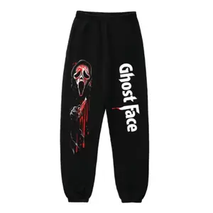 Vintage Ghost Face Scary Halloween Horror Jogger Sweatpants – Retro Trendy Unisex Streetwear Graphic Pants, Cozy Lounge Gift, Perfect for Outdoor Active & Casual Outfits