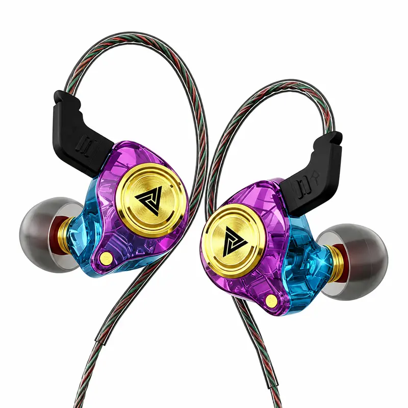 QKZ AK3 Wired sport In-Ear gaming Headphones, Versatile IEM with Punchy HiFi Deep Bass, Noise-Cancelling Mic for Clear Calls hifi stereo audio earbuds, Stereo Sound headphone for Gamers & Fitness Enthusiasts, Portable Design Earphone music video