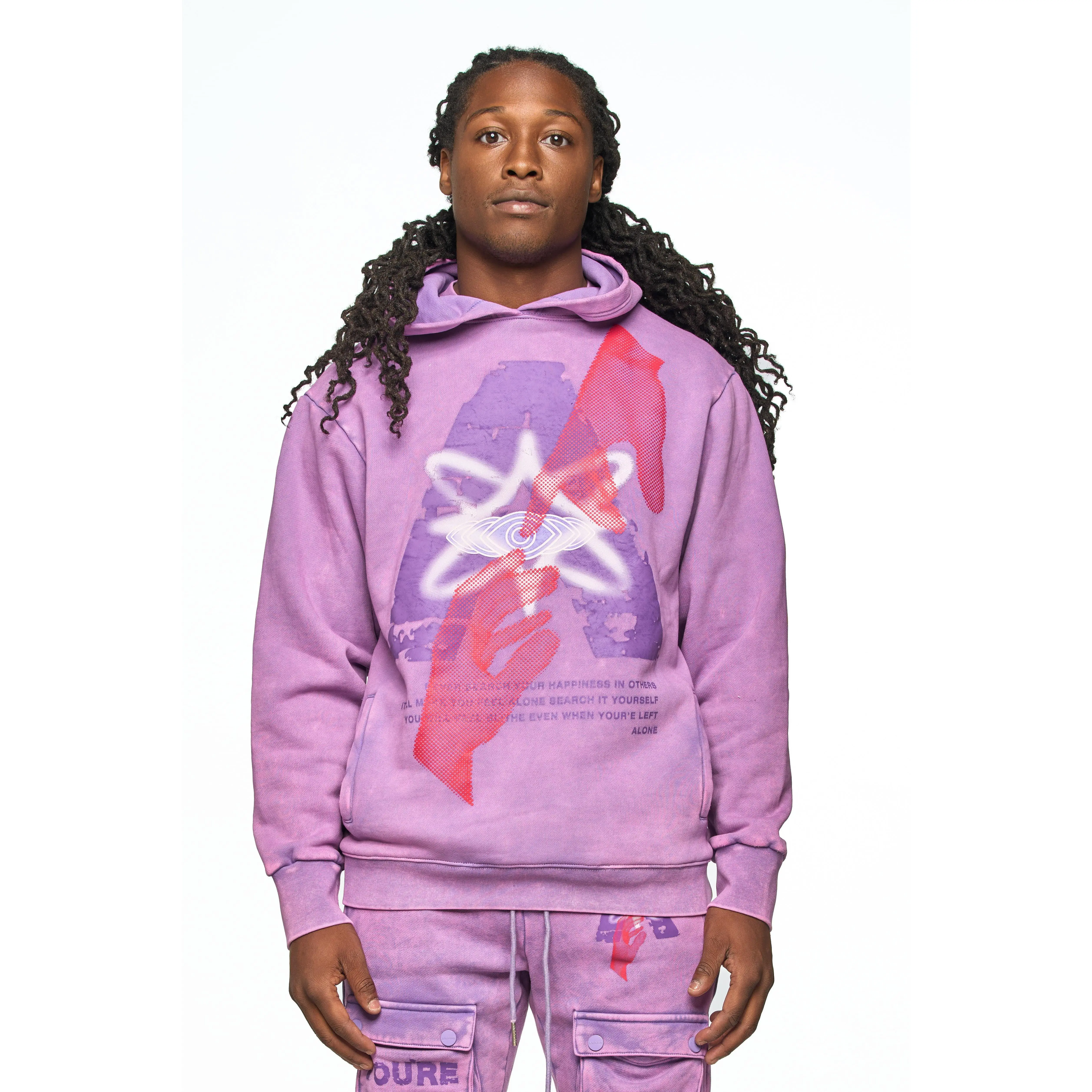 AOLOGNE NEVER ALONE LAVENDER HOODIE (LAVENDER)