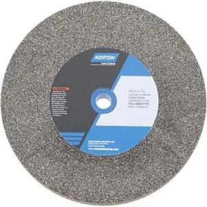 Norton 36 Grit Aluminum Oxide Bench & Pedestal Grinding Wheel 10" Diam x 1-1/4" Hole x 1" Thick, 2485 Max RPM, Very Coarse/Coarse Grade 07660788295