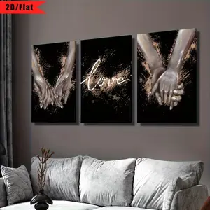 Romantic Couple Handshake Artistic Art Print Set, Love Artwork Background Canvas Wall Decor, Valentine's Day Gift, Home Decoration, Artwork, No Frame