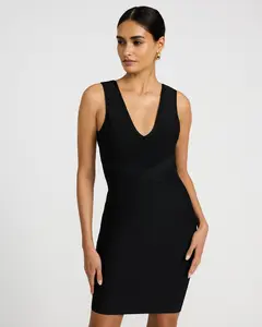 EXPRESS x bebe V-Neck Sleeveless Bandage Mini Sheath Dress