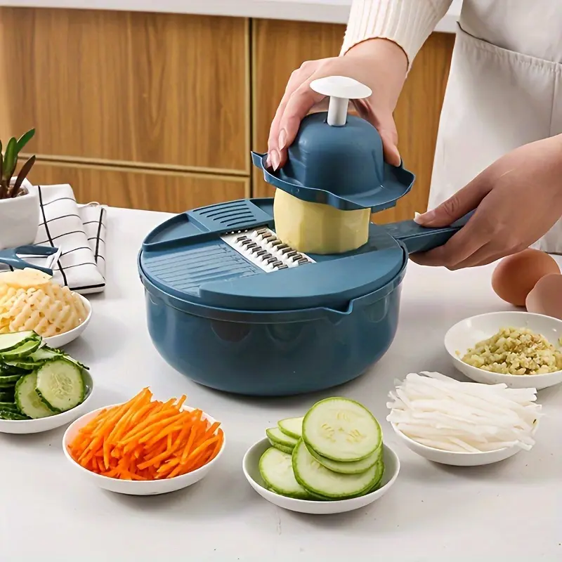 9 In 1 Multi-Functional Vegetable Chopper Carrots Potatoes Manually Cut Shred Slicer Radish Grater Kitchen Tools Vegetable Cutter Slicer And Shredder For Hotel/Commercial Multifunctional Chopper Slicer