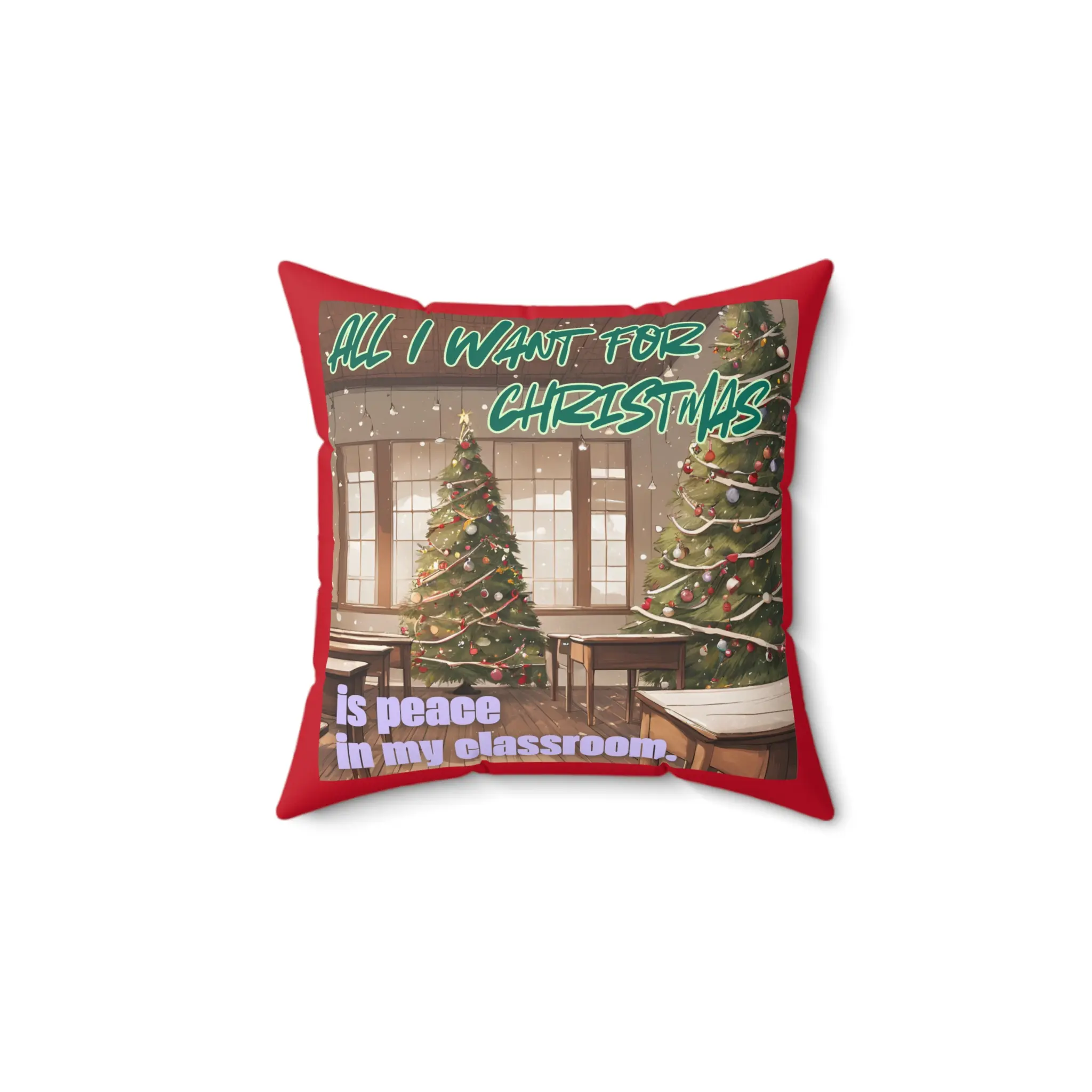 Christmas Classroom Pillow, Holiday Decor for Teachers, Cozy Decorative Pillow, Festive Couch Cushion, Gift for Educators
