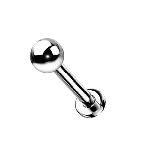 Threadless Push-in Ball Top Flat Back Stud - G23 Implant Grade Titanium