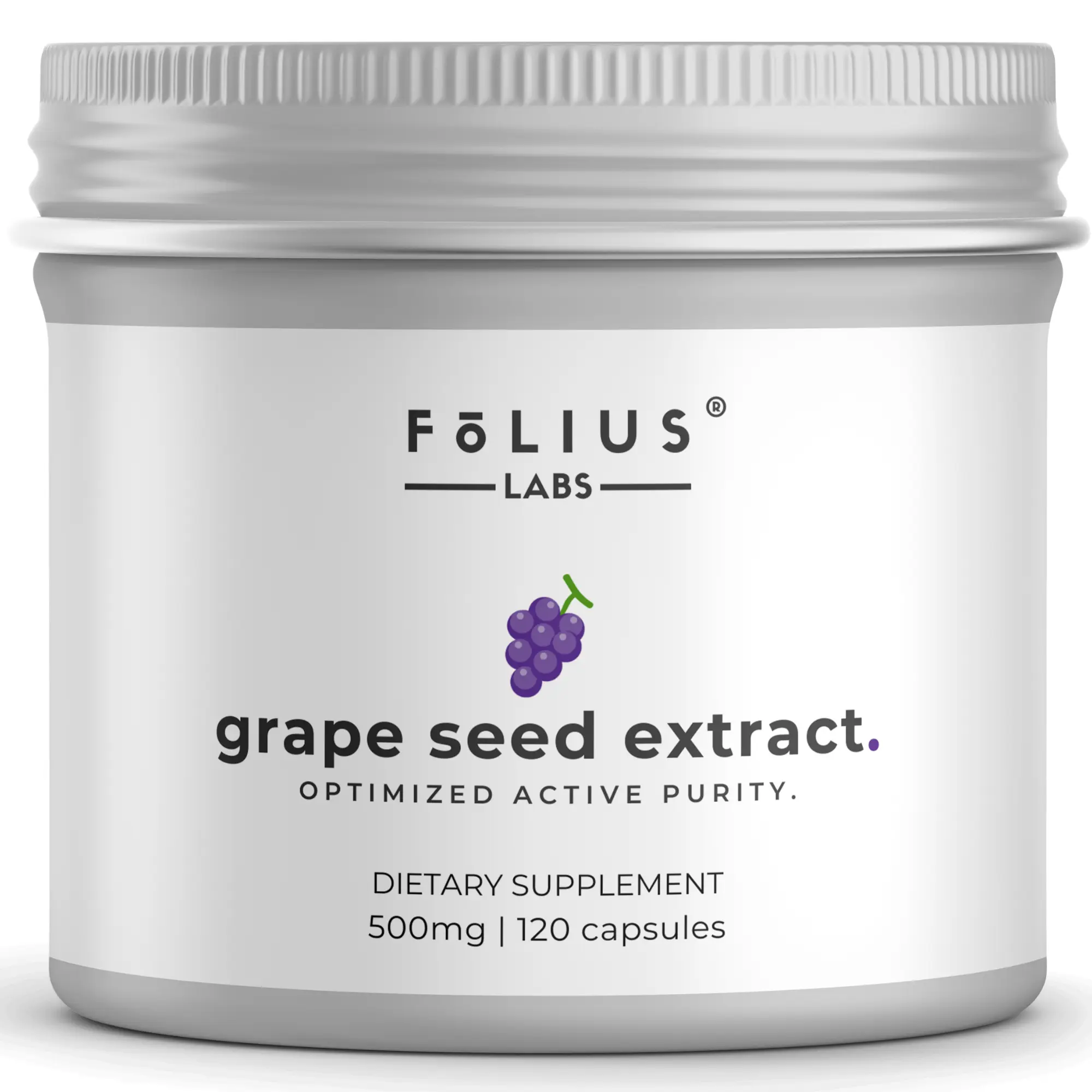 FOLIUS LABS Grape Seed Extract 500mg - 95% OPCs Polyphenols - High Strength Grape Seed Supplement - Support Cardiovascular Health