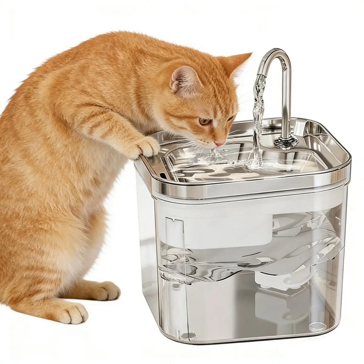 Transparent Cat Water Fountain, Automatic Circulation Filter Faucet, 2.6L/88oz Ultra-Quiet Pump, Cats and Dogs Water Fountain, Automatic Water Feeder