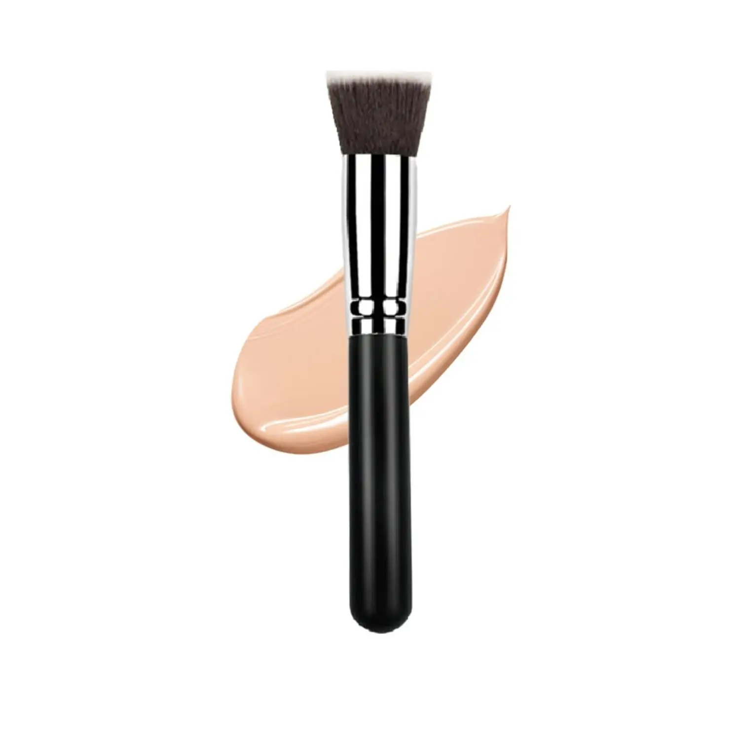 Foundation Complexion Brush with Soft Synthetic Fibers - Flat Head Makeup Tool for Liquid, Cream, and Powder Application, Black, Makeup Brush Tool