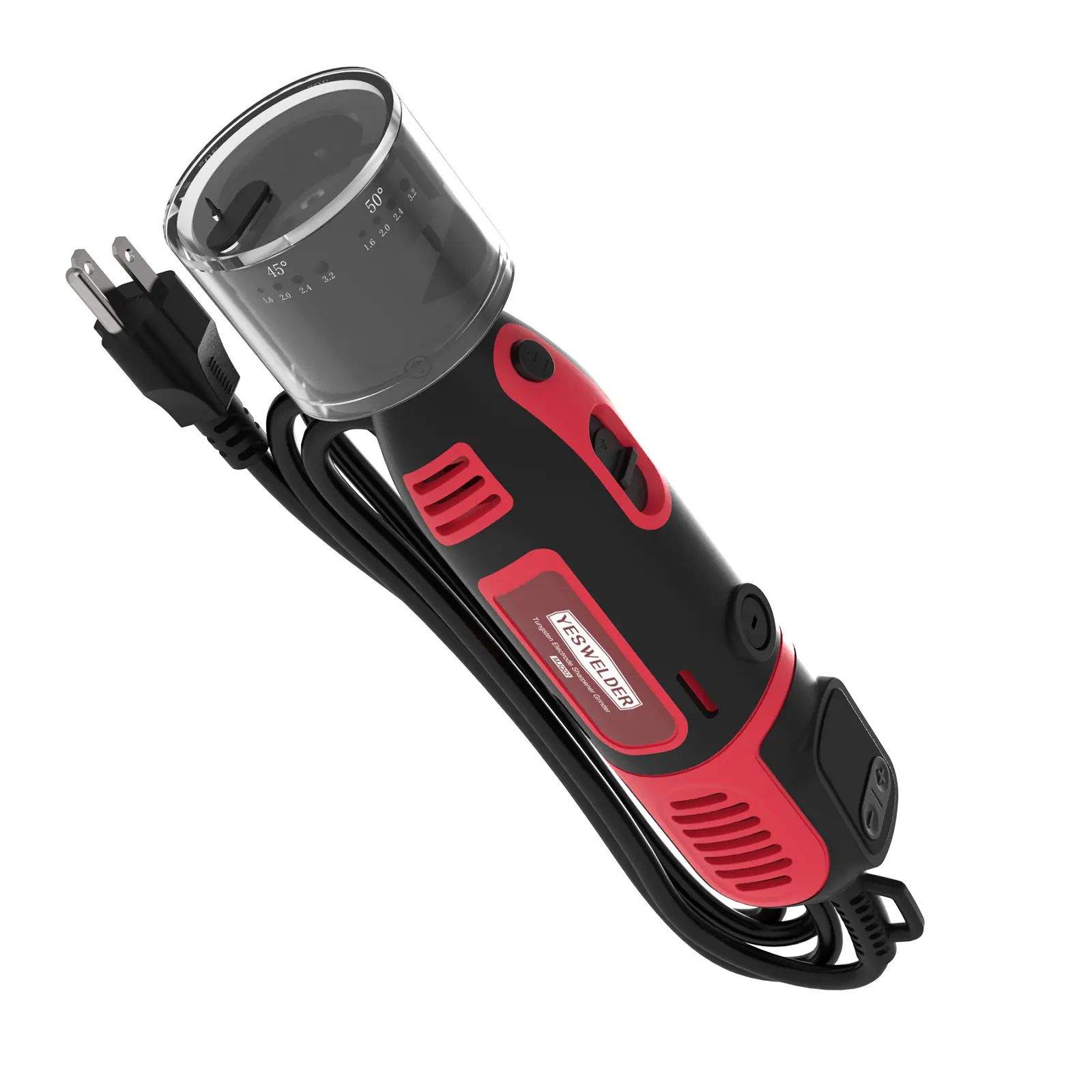 YESWELDER 110V Diamond Tungsten Electrode Sharpener Grinder, Portable TIG Welding Power Tool with Flat Grinding Block, Cut-Off Slot, 4 Sizes, 6 Angles, LED Display, 0-40 Precision Dial & Variable Speeds