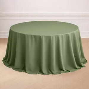 Polyester Round Tablecloth 132" Dusty Sage Green - Seamless Finish Table Cover