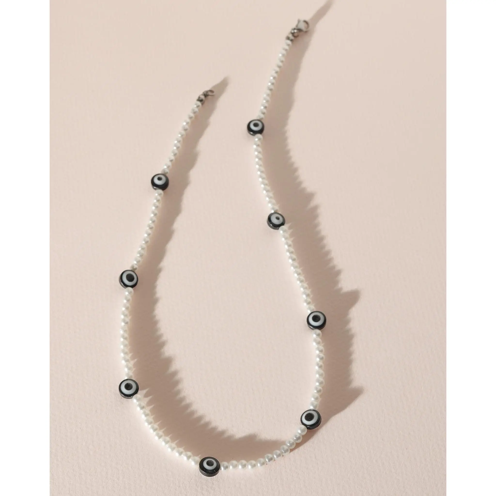 Hand-strung bead strand black evil eyes    | Apollo Necklace