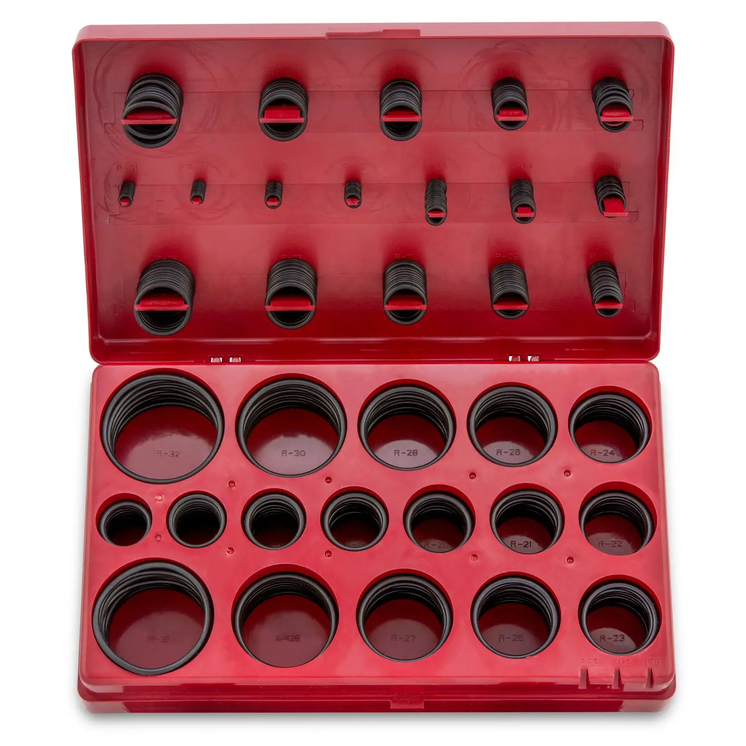407 Rubber O-Ring Assortment Kit, Buna-N Gasket Sealing Rings and Replacement O-Rings, 32 SAE Sizes, 407-Piece Kit