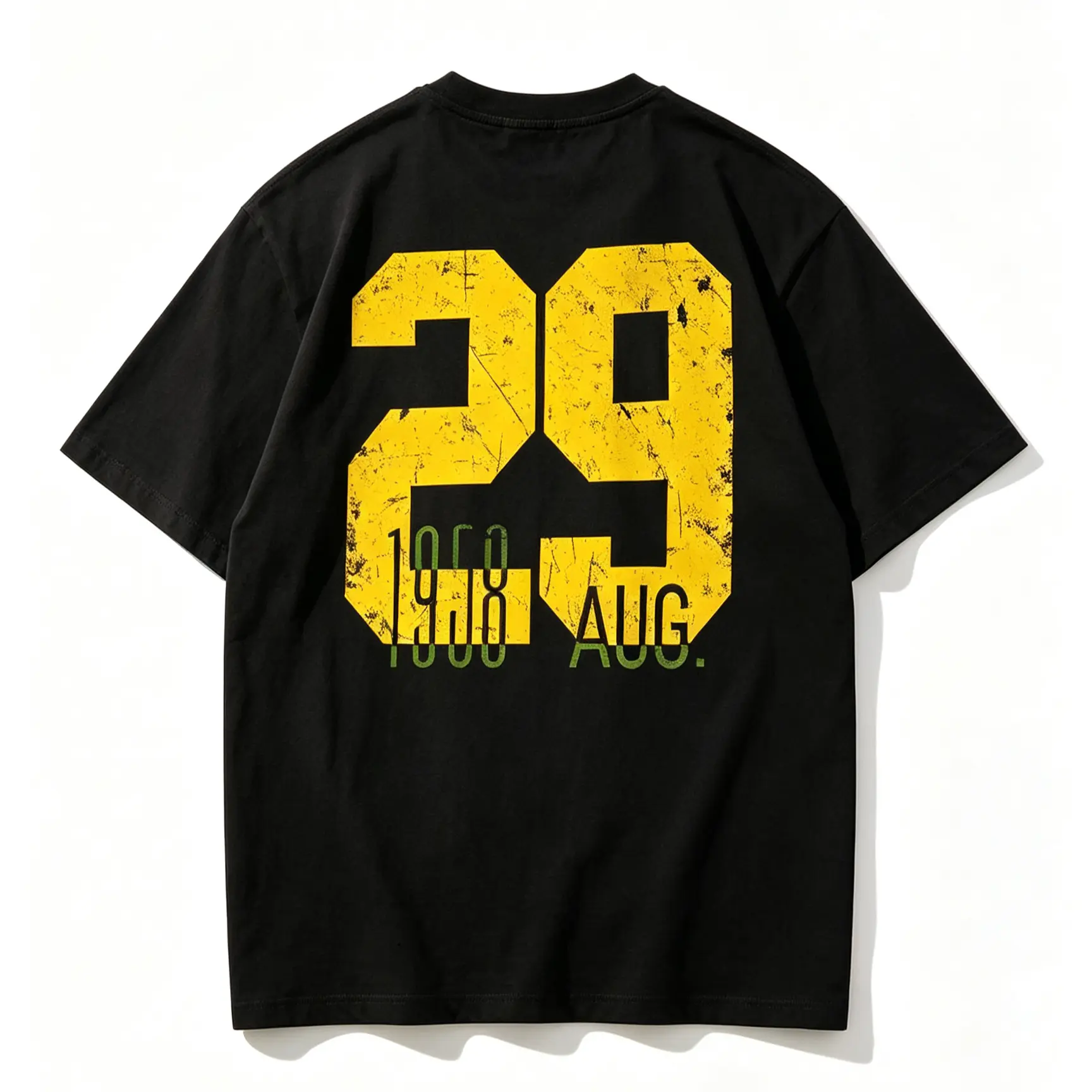 '29 1958 'Men's Heavyweight Cotton Boxy Cropped Thick Quality Streetwear Top for Sports Gym Outdoor Casual Wear short sleeve unisex graphic t-shirt humorous cotton graphic tee high-quality cotton casual top unisex wide-shoulder fit summer essential