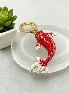 1Pc Lucky Koi Fish Keychain Enamel Carp Key Ring Lucky Fish Bag Charm Good Luck Gift