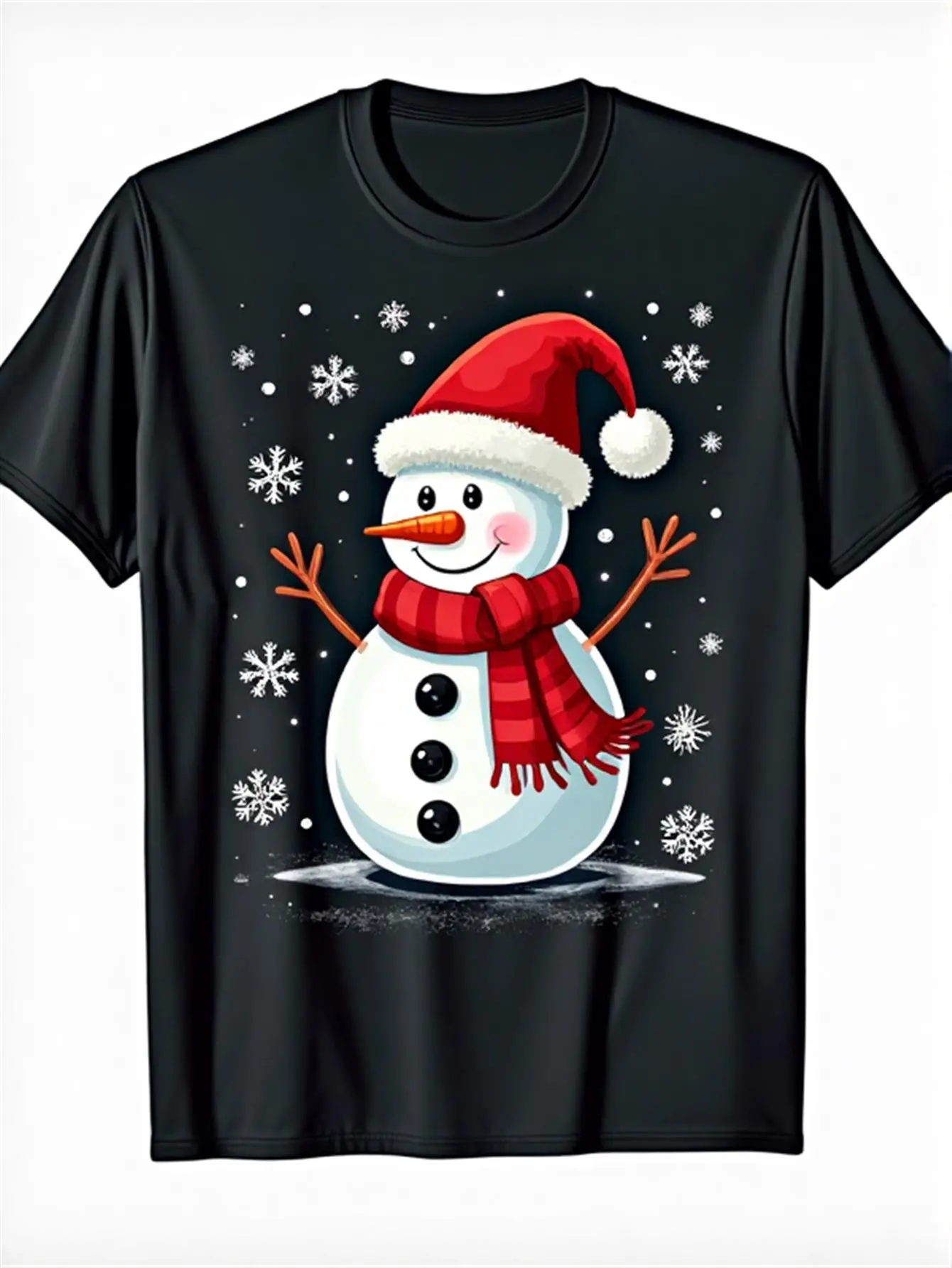 Funny Christmas Snowman  Santa T-Shirt - Heavyweig unisex soft cotton short sleeve t shirt, vintage graphic casual tee for men women teens, perfect birthday holiday gift for camping travel gym daily street casual wear