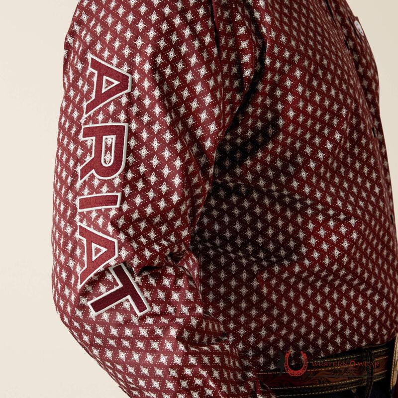 Ariat Team Omar Long Sleeve Shirt Burgundy/White Classic Fit - 10054055