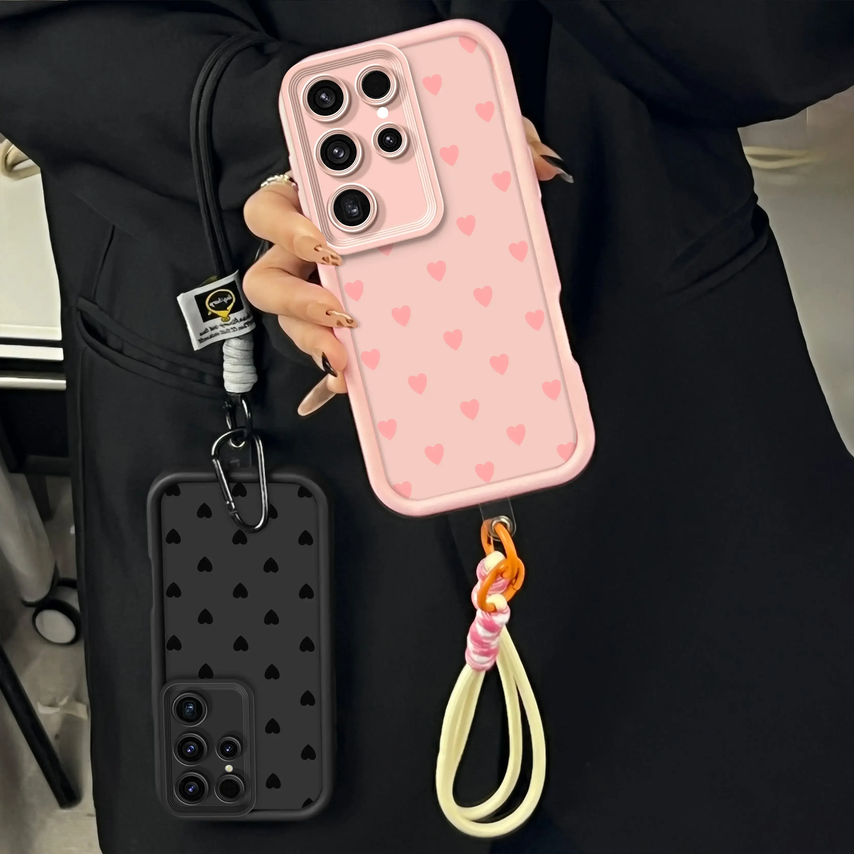 Love Heart Pattern Smartphone Casing for iPhone & Samsung Devices, Shockproof Drop Protection, Handheld Phone Case for Girls (JY29A), Accessories