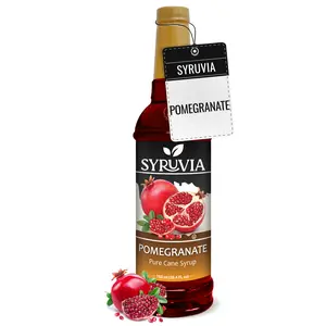 Syruvia Pomegranate Syrup - Premium Flavoring for Tea, Italian Sodas, Desserts, Ice Cream, Cocktails & Mocktails - Kosher, Gluten Free - 25.4 fl oz. Sweet Sugar