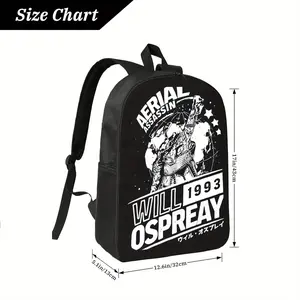 Will Ospreay NJPW Anime Backpack - Lightweight Wrestling Backpack with Anti-Theft Pocket, Laptop Compartment & NJPW Stars - High Quality Black/White Designer Backpack for NJPW Fans, Conventions, School, Travel - Everyday Carry Bag, Convention Essentials,