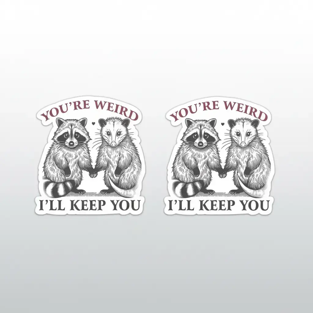 Funny You're Weird I'll Keep You Sticker Set, 2pcs/set Cartoon Paper Decals for Cars, Laptops, Cups, Tumblers and Library Bags, Truck Sticker, Multipurpose Car Decal, Car Stickers