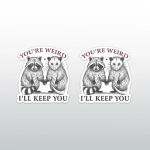 Funny You're Weird I'll Keep You Sticker Set, 2pcs/set Cartoon Paper Decals for Cars, Laptops, Cups, Tumblers and Library Bags, Truck Sticker, Multipurpose Car Decal