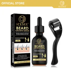 ICESEE Beard Growth Kit - 0.25mm Derma Roller + Biotin Serum for Thicker Fuller Beard & Hair, Perfect Men’s Grooming Gift-B