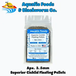 Superior Cichlid Pellets, 3.5mm-9/64" 45% Protein Floating Pellets for all Central and South American Cichlids and ALL Tropical Fish. FREE 4-Type Wafer Mix & 12-Type Pellet Mix Included