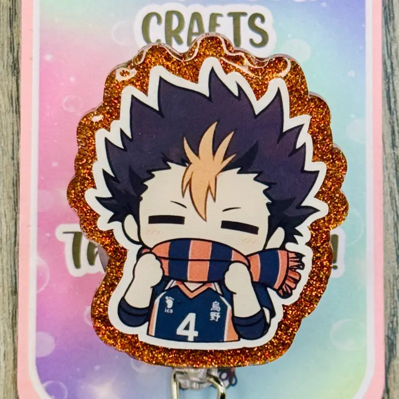 Volleyball Anime Badge Reel/ID Clip-Retractable Clips-(Alligator, Belt, MRI Safe, Carabiner) & Non-Retractable Clips