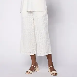 Nina Leonard Cropped Novelty Lace Culotte Pant