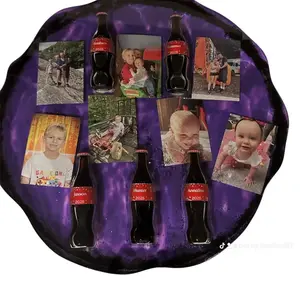 Customize Your 24x24 x 2 1/2 Inch Depth Uplifting Treasure with Favorite Colors Designs and Pictures Featuring Coca-Cola Bottles and Family Photos! This is an example piece ! This piece is on sale for $850.00 until 10-1-25