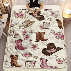 Cowboy Boots Blanket - a Lightweight Flannel Bedding Accessory Ideal for Sofas, Beds, Travel, Camping, Living Rooms, Offices, And Chairs. This Soft And Warm Blanket