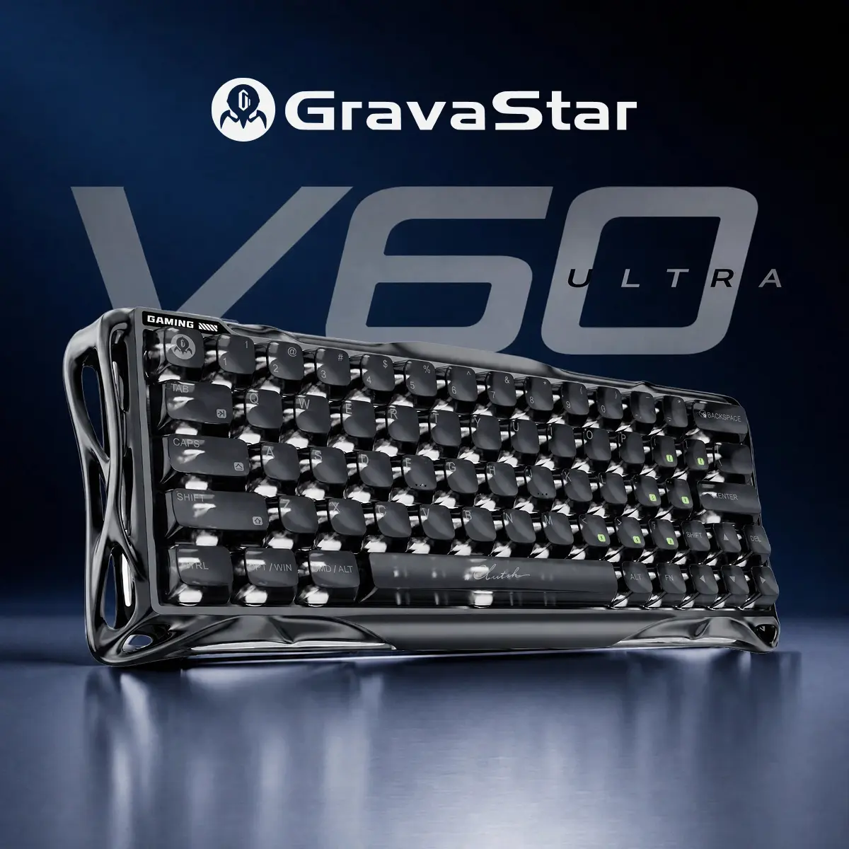 【NEW ARRIVAL】GravaStar Mercury V60 Ultra Obsidian Black 60% HE Magnetic Gaming Keyboard, Dual-Core Architecture, True 8K Polling Rate, 0.08ms Latency, 0.001mm Rapid Trigger, Controller Mapping, UFO Magnetic Switches, Full Aluminum Frame