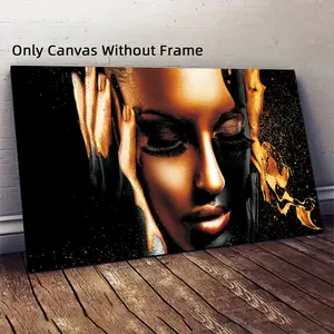 African Woman Pattern Canvas Painting, Modern Unframed Wall Art Decoration, Wall Decor for Home Living Room Bedroom Study Room, Ornaments