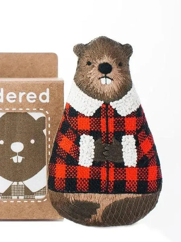 "Beaver" Embroidery Mini Doll Kit