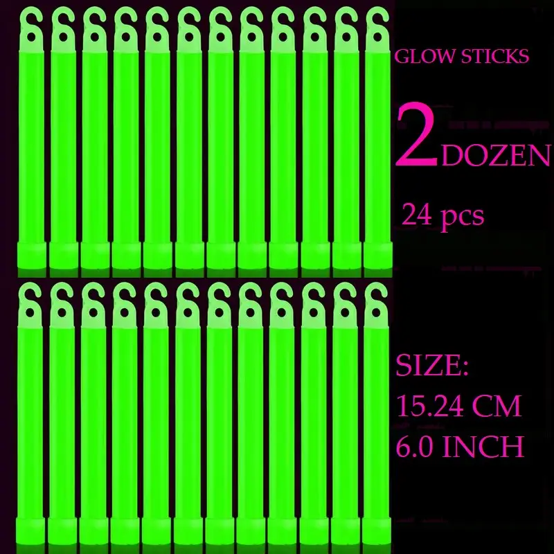 24 Bright Fluorescent Sticks (PE Material, 8 Colors Available), 12-Hour Super Bright Glow, Ideal for Camping, Emergencies, Parties, Weddings, Outdoor Survival Kits, Yard Games, Family Gatherings, Perfect for Events