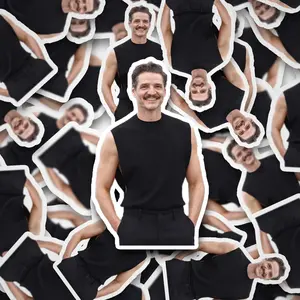 Pedro Pascal Sleeveless Shirt Sticker | Pedro Pascal Sticker | Vinyl Decal for Laptop, Tumbler, Phone