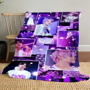 Korean BTS (30) Pattern Soft and Comfortable Flannel Blanket, Home Living Room Sofa Office Chair Napping Camping Machine Washable Four Seasons Blanket, Holiday Gifts for Family, Friends, and Music Fans, Christmas and