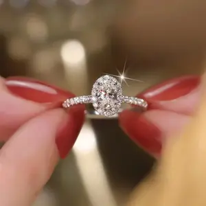 Women’s Pigeon Egg Irregular Shape Color D VVS Moissanite Ring, Oval Closed Design, S925 Silver, Non‑Fading